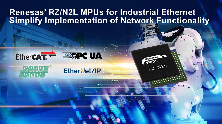 Renesas’ RZ/N2L MPUs for Industrial Ethernet Simplify Implementation of Network Functionality in Industrial Equipment